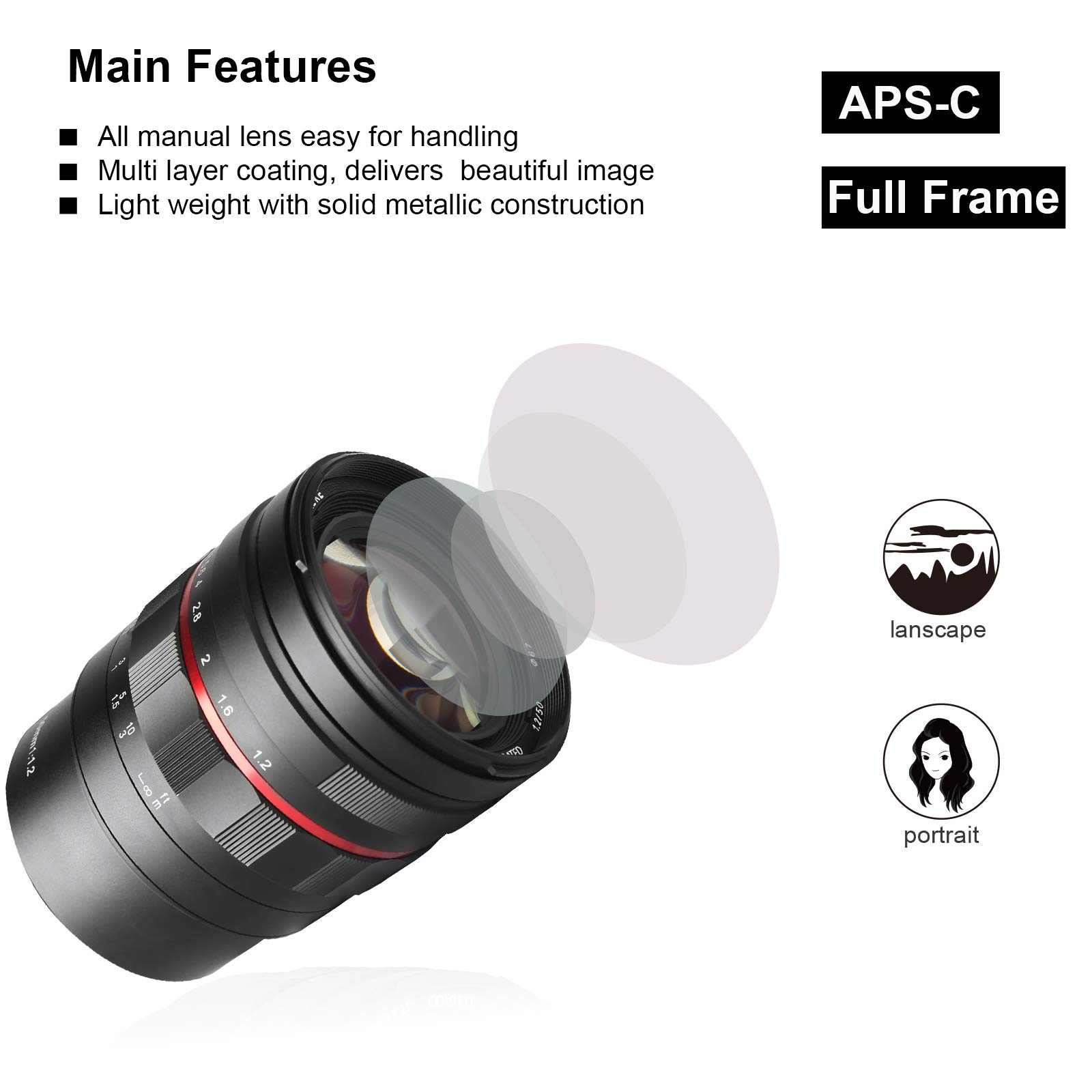 Amazon.co.jp: Meike MK-50mm F1.2 L 絞り フルフレーム マニュアル
